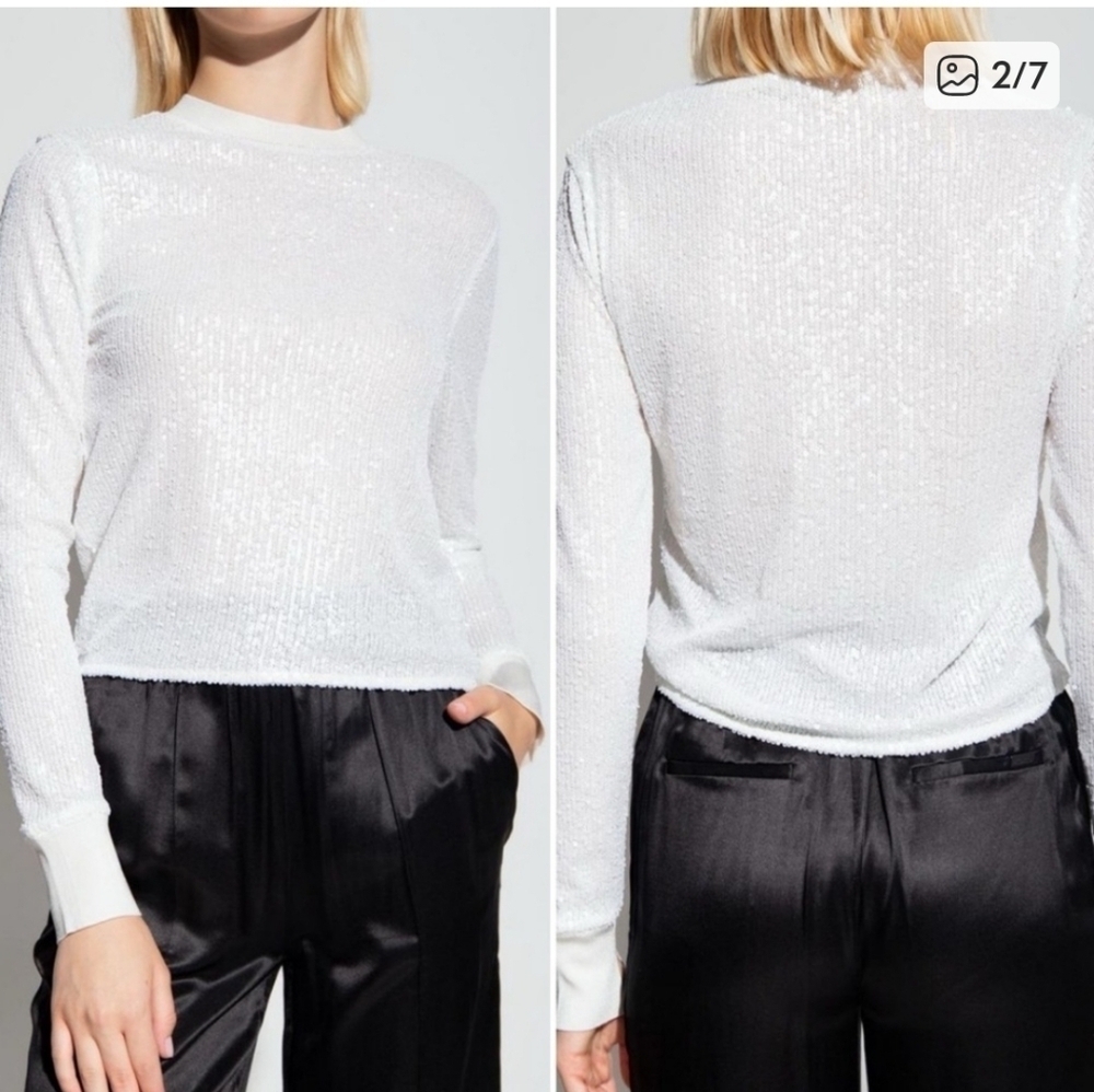 AllSaints ‘Juela’ Sequin Sweater Top In White Size X-Small NWOT